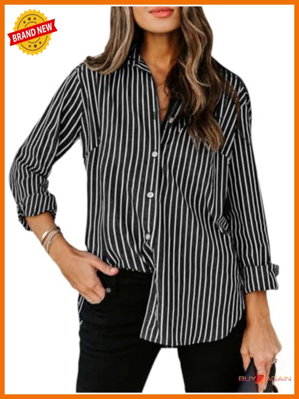 Cotton Long Sleeve Button Down Dress Shirt for Work